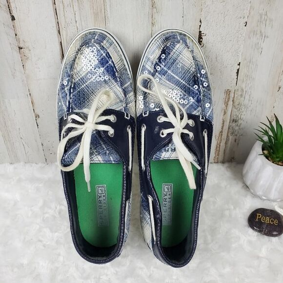 Sperry Topsider Shoes Sequin Blue Size 9.5 - Picture 11 of 11